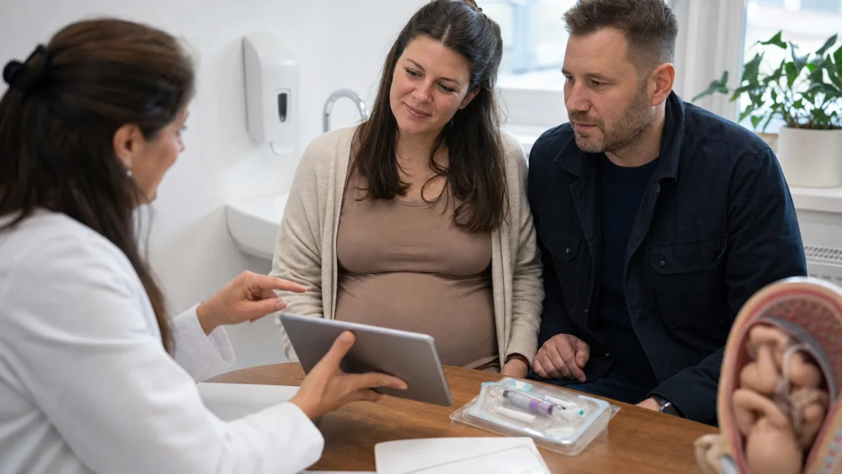 Trudnica i partner razgovaraju o neinvazivnom prenatalnom testu